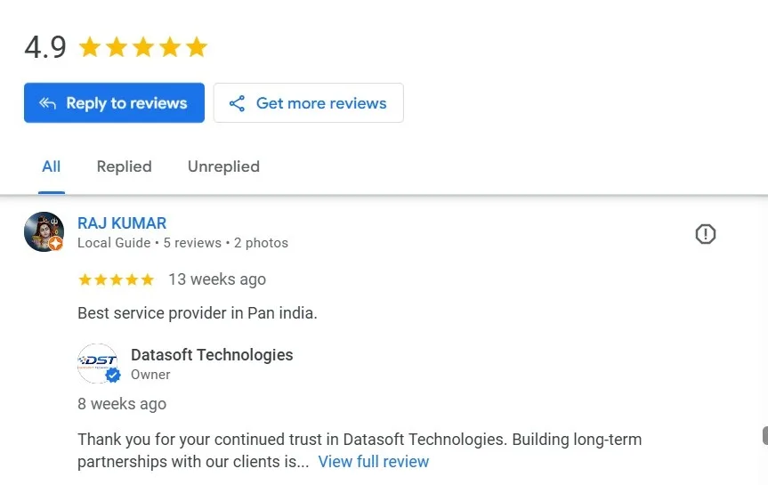 Raj Kumar, HR Manager at GM Engineers: verified Google Review for Datasoft Technologies