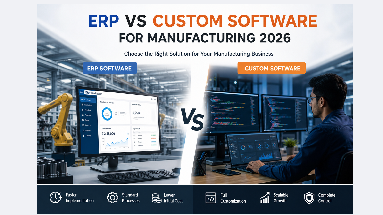 ERP vs Custom Software for Manufacturing (2026): Which One Drives Real Growth?