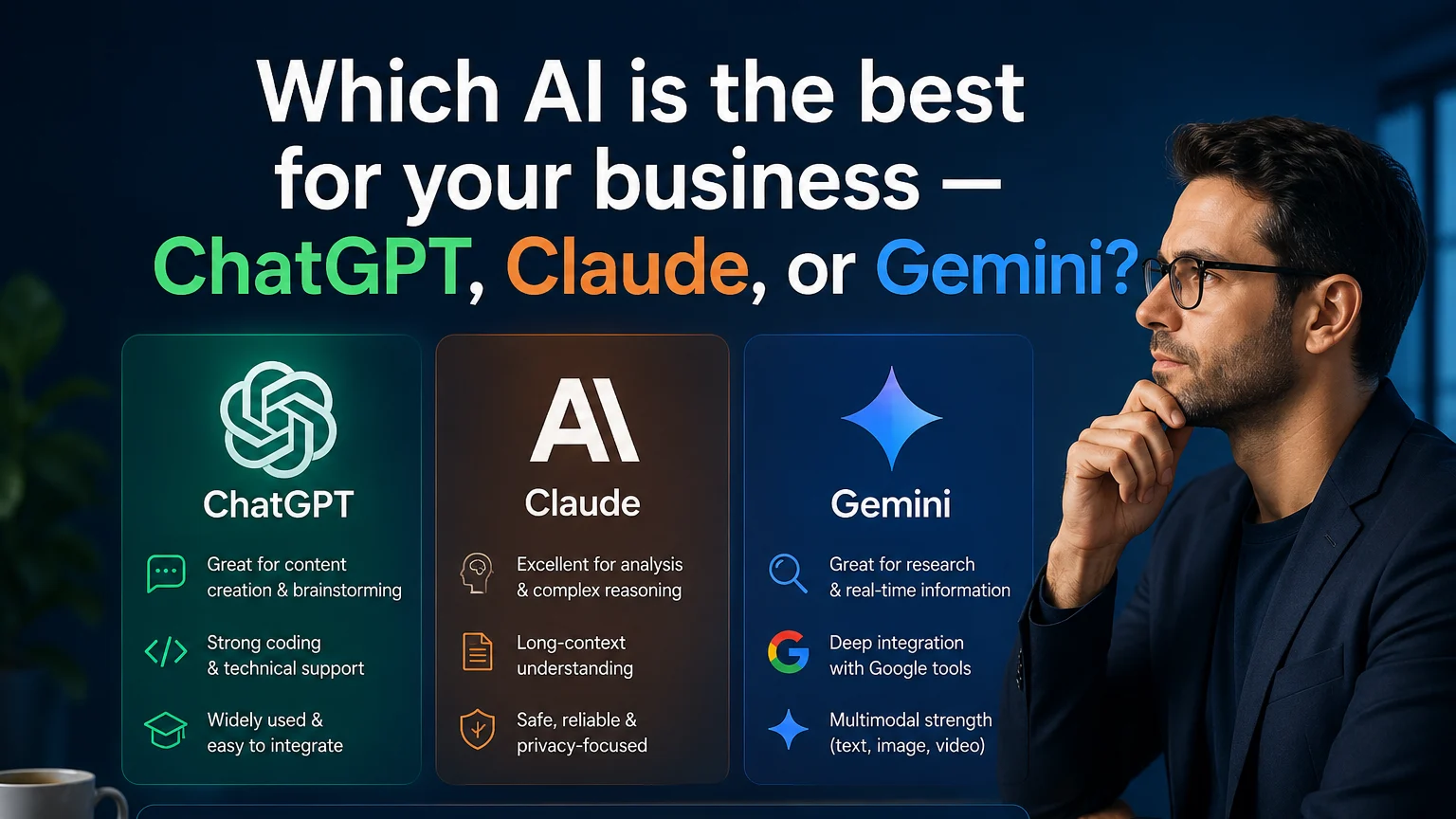Which AI Is the Best for Your Business — ChatGPT, Claude, or Gemini?