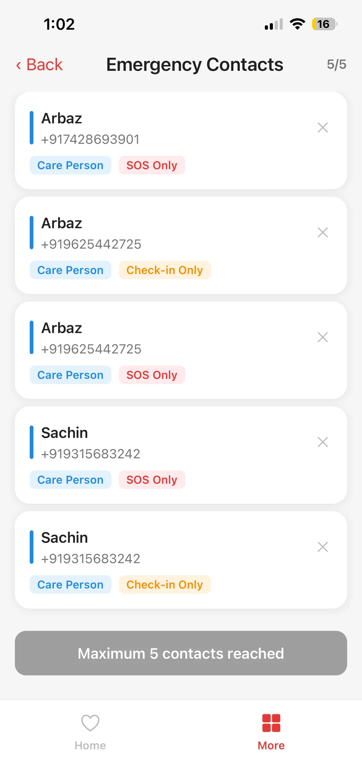 SOS alert sent confirmation