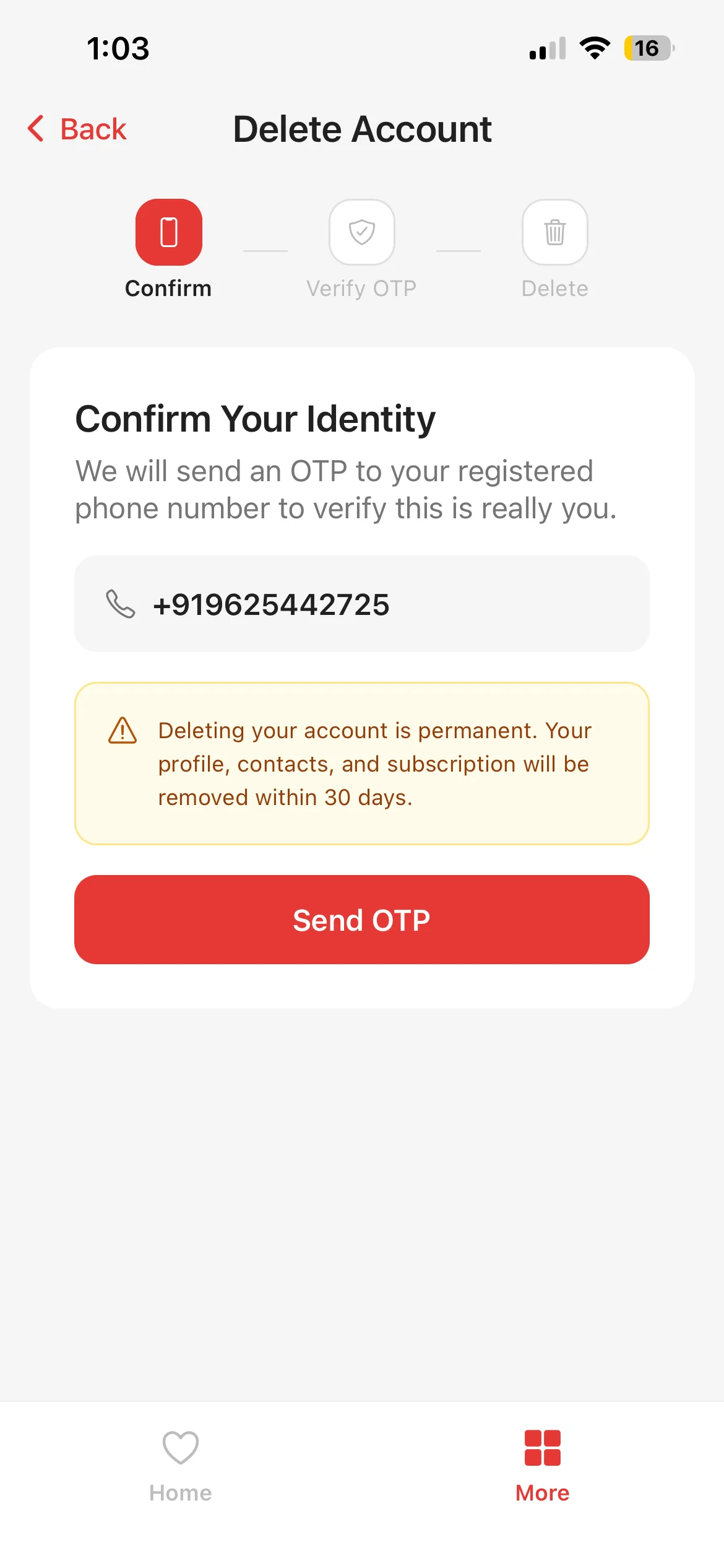 Home-screen SOS widget