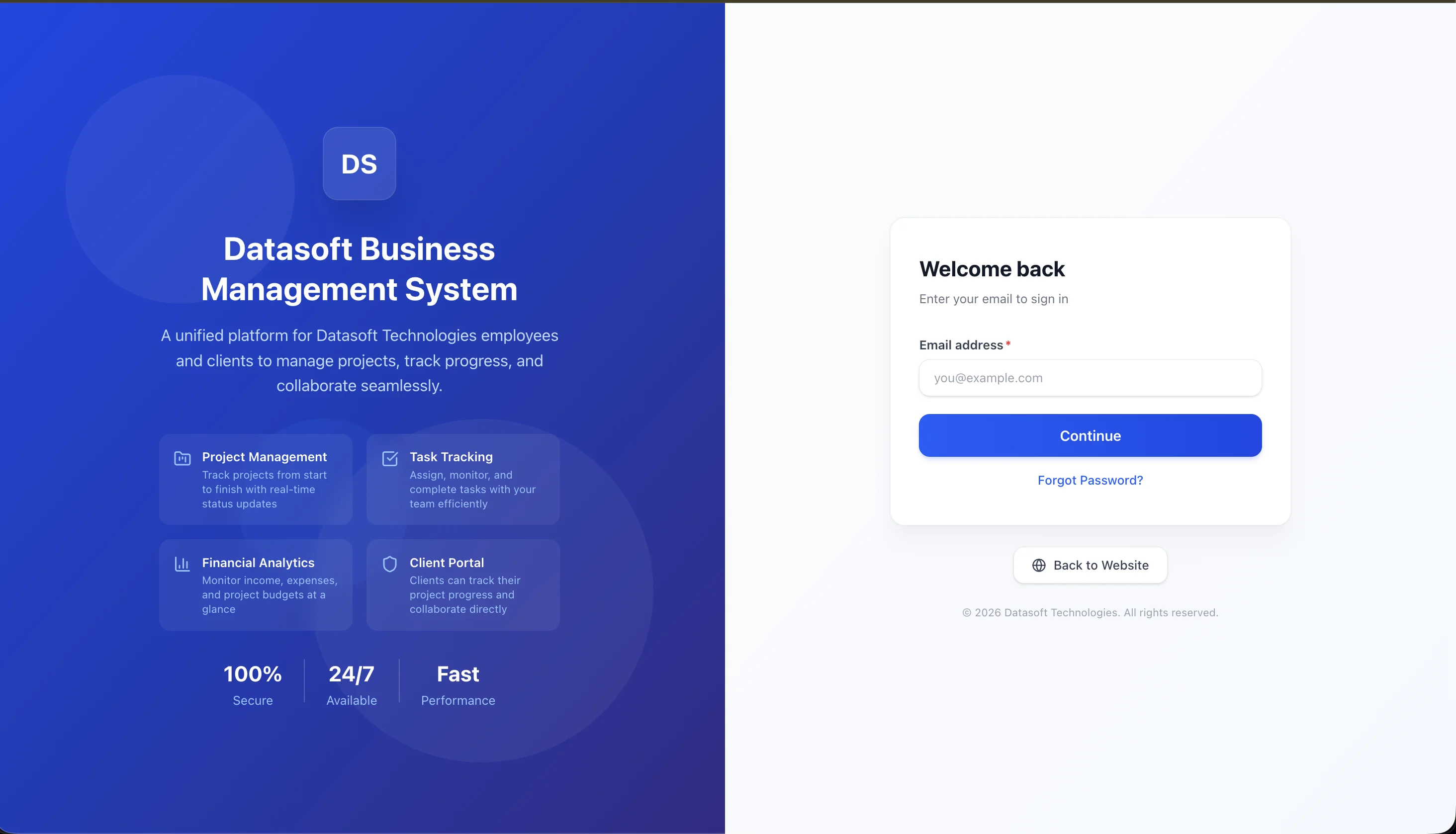Datasoft BMS Admin Dashboard