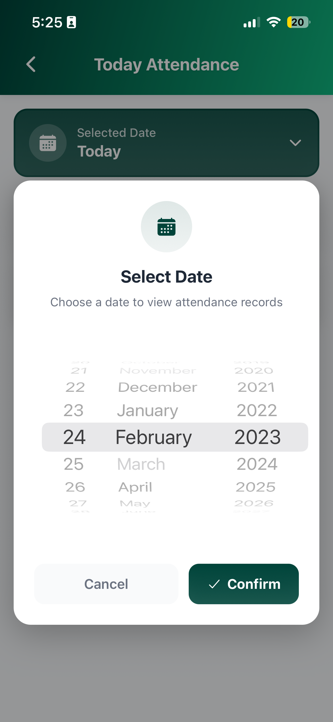 Attendance Date Picker