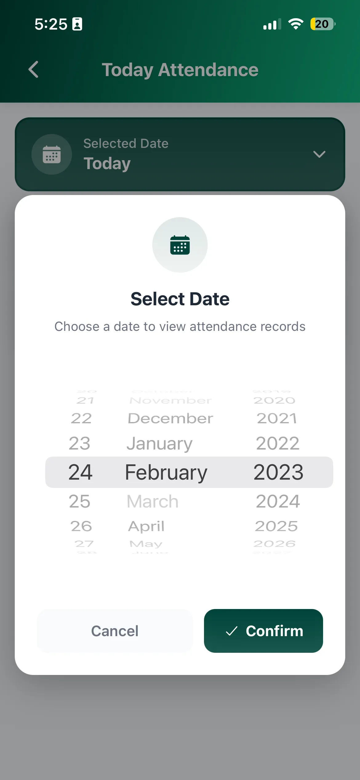 Attendance Date Picker