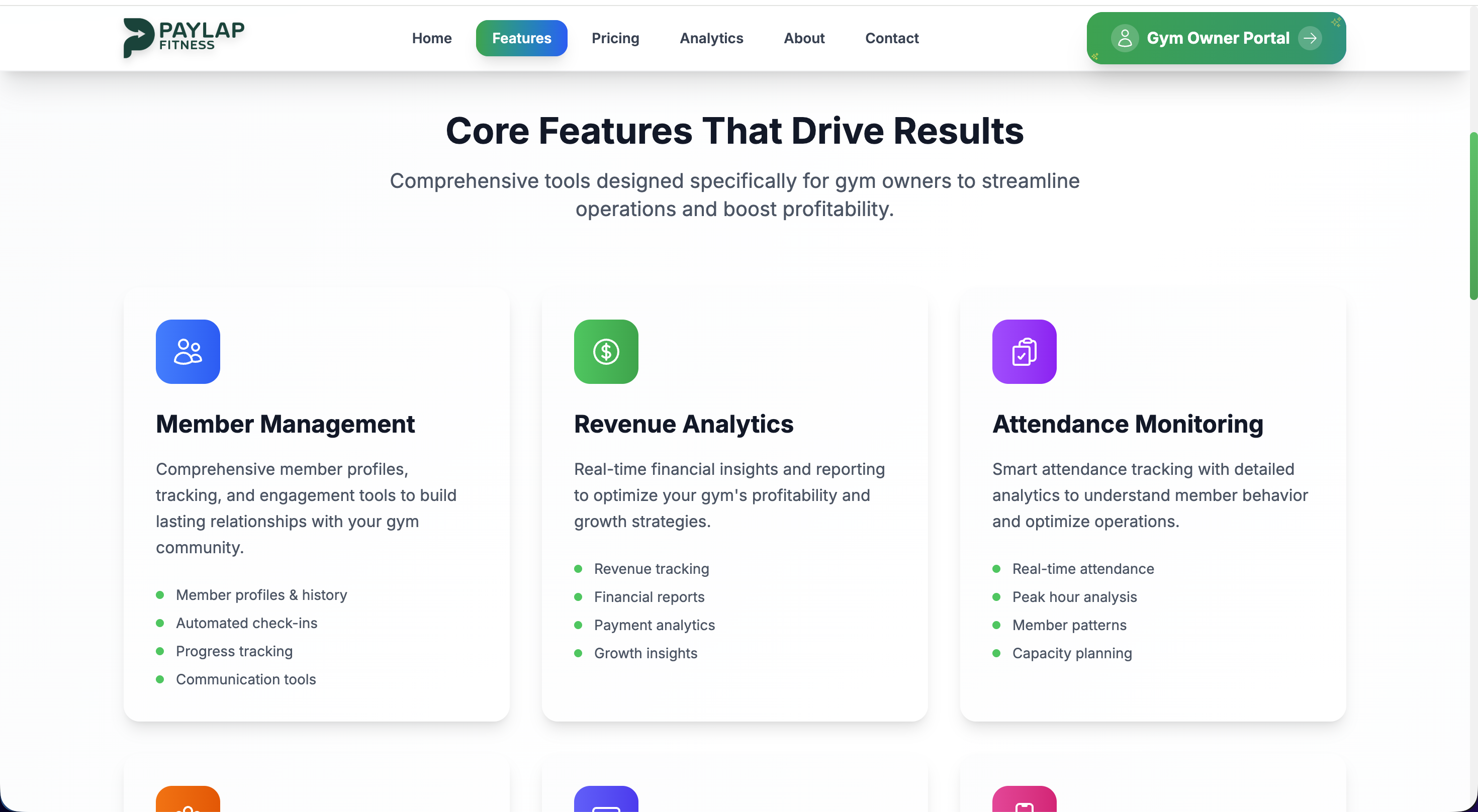 Core Features Page