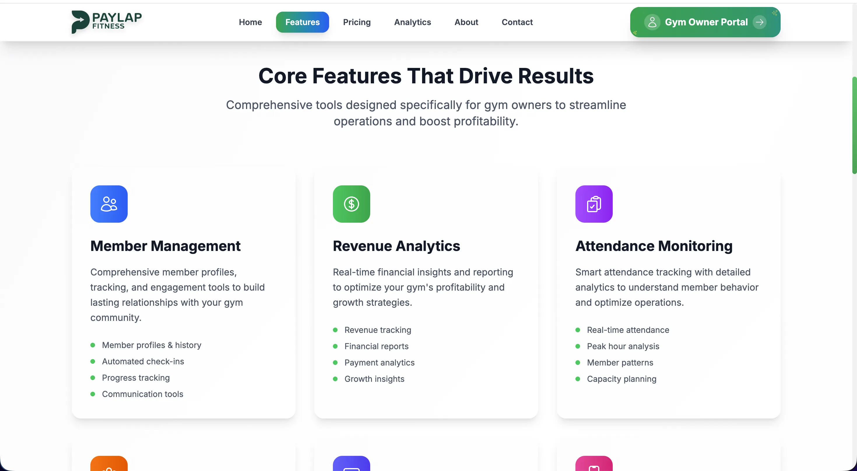 Core Features Page