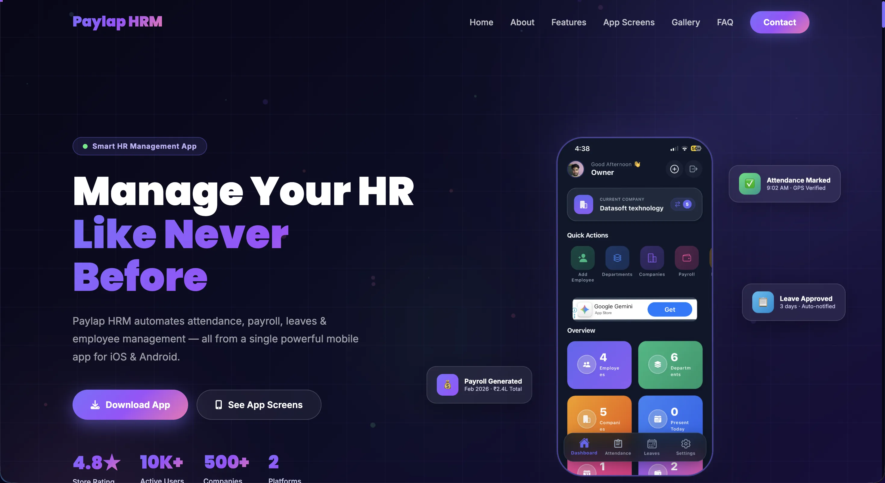 Paylap HRM Dashboard
